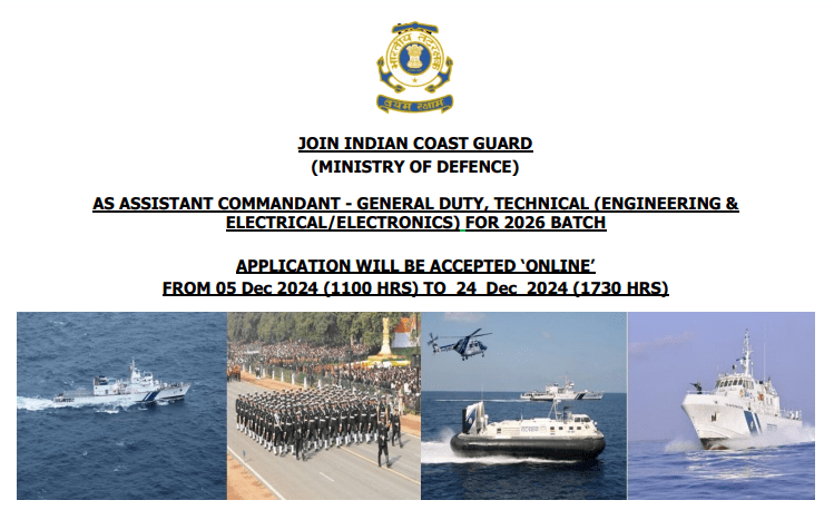 Assistant Commandant Vacancies in Indian Cost Guard BBM JOBS NEWS