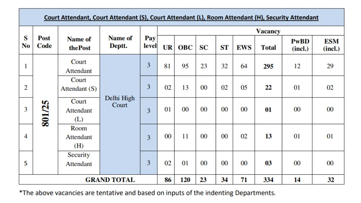 DSSSB Recruitment 2025 – Notification Out for Court, Room & Security Attendant 334 Vacancies BBM JOBS NEWS