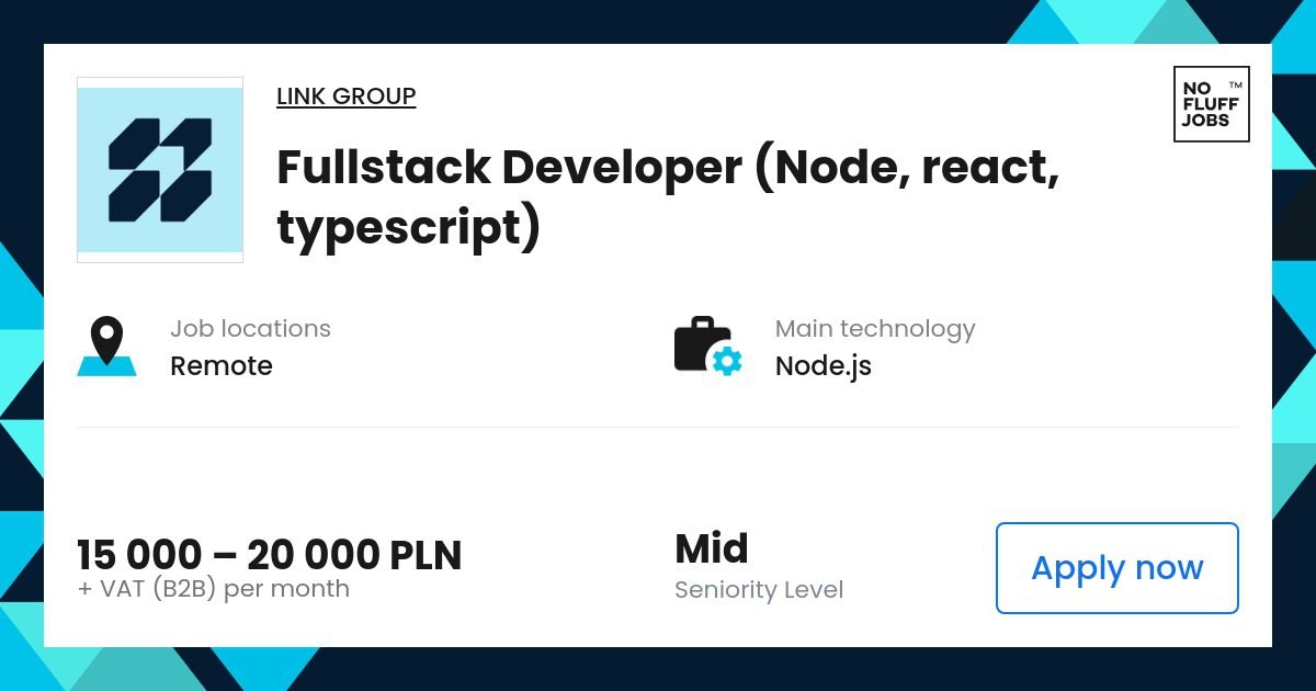 Fullstack Developer (Node, React, Typescript) Job | Fullstack | Link collection far