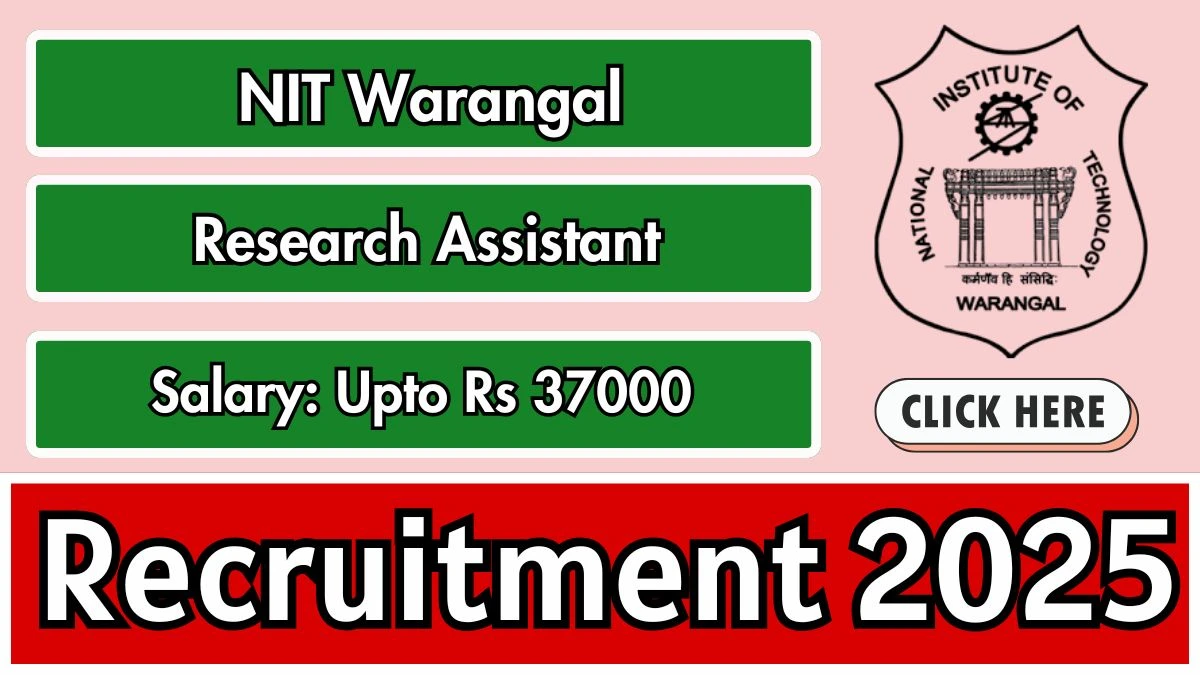 NIT Warangal Research Assistant Recruitment 2025 - Apply Online for 01 Posts by Sep 24