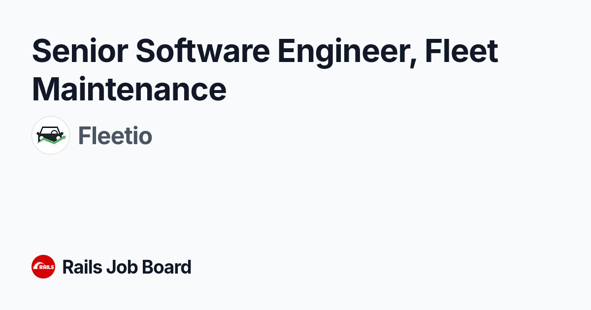 Senior software engineers, fleet maintenance in Fleetio