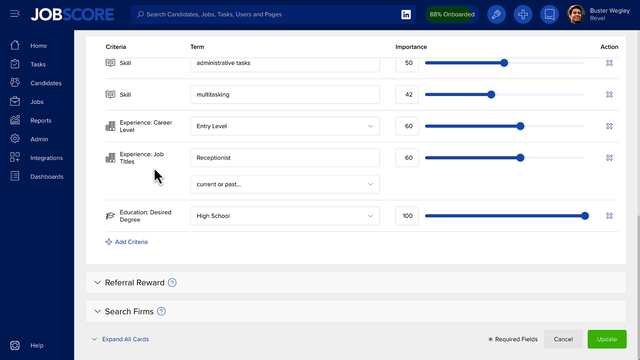Use questions and answers to register the candidates