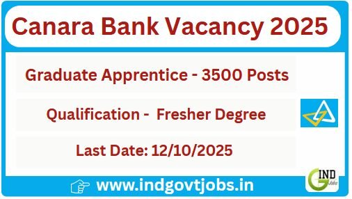CANARA Bank 2025 Application of 3500 posts