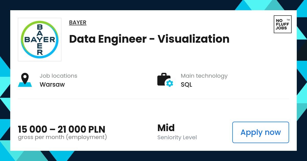Data engineer - perception function Data | Bayer Warsaw