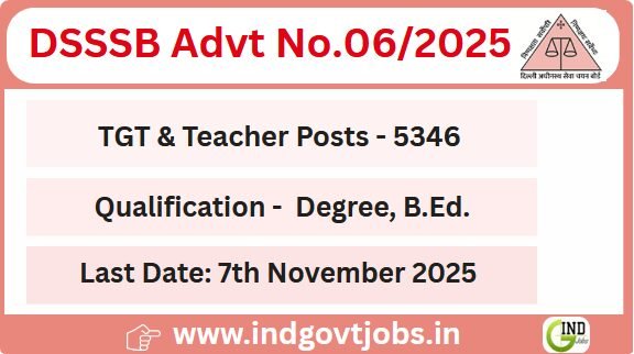 DssSB Advt no. 06/2025 online submitted for 5346 vacancies for the teacher