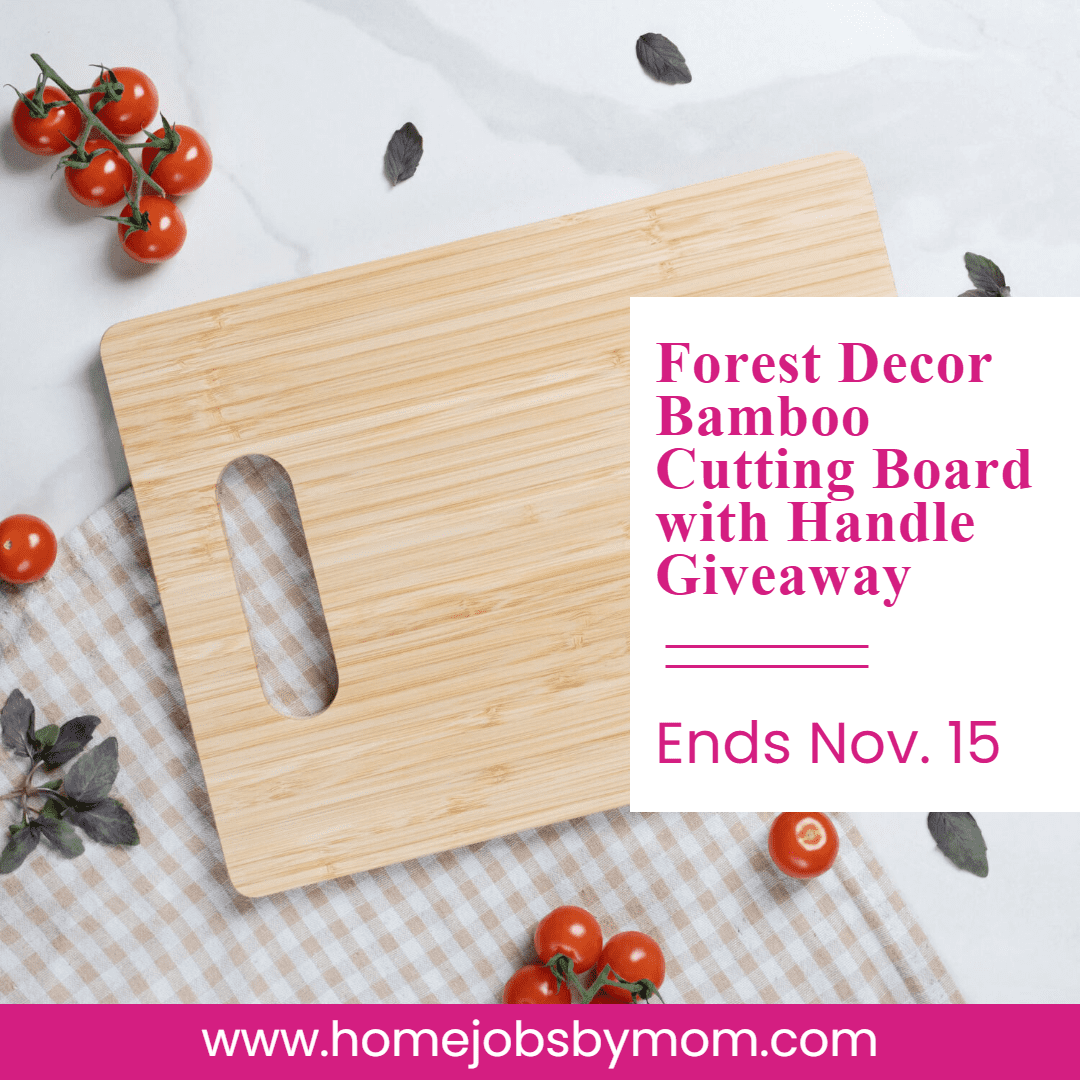 Jungle decor bamboo cutting board with handle