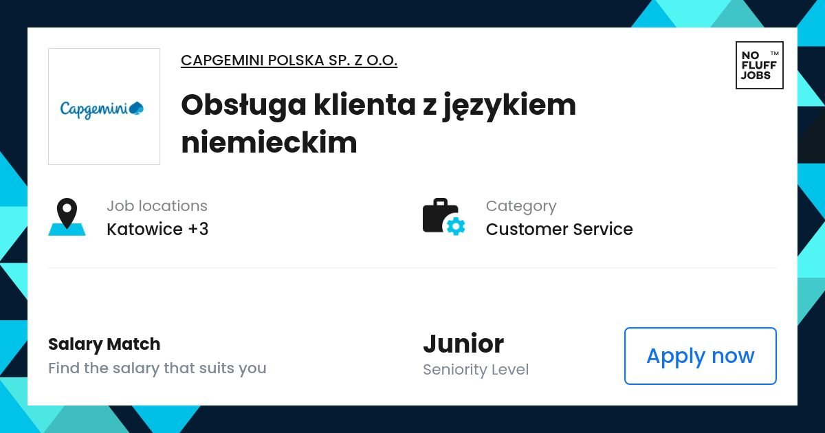 Obsługa klienta z językiem niemieckim job | Customer Service Capgemini Polska | Katowice