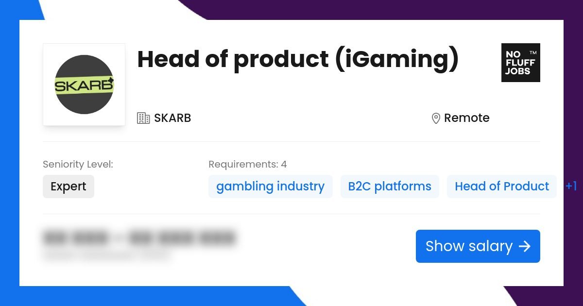 Product Head Job (iGaming) | Product Management | scarp | far