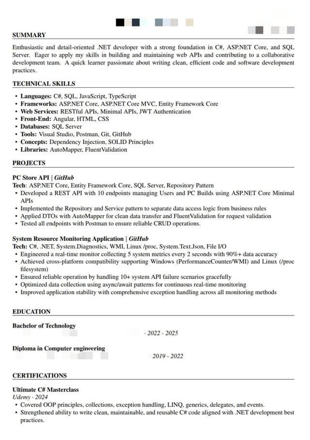 Roasting my resume. I haven't received any calls in the last 40 days. I didn't get any internships or job opportunities except for the lowest level one.