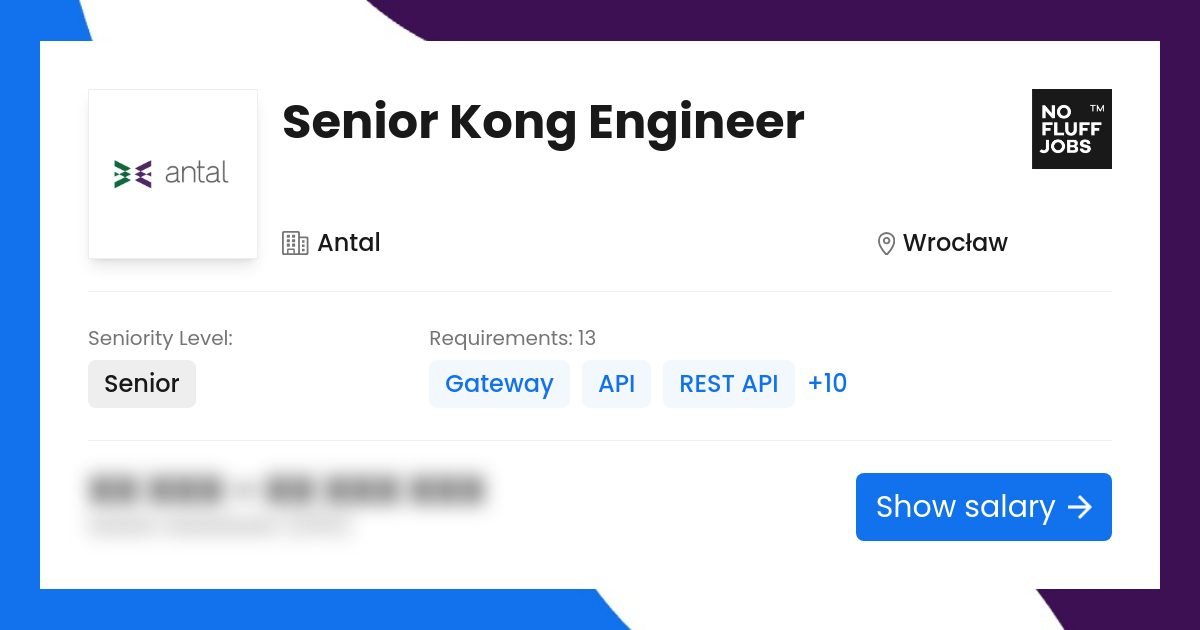 Senior Kong Engineer Job | DevOps | Antal | Wroclaw