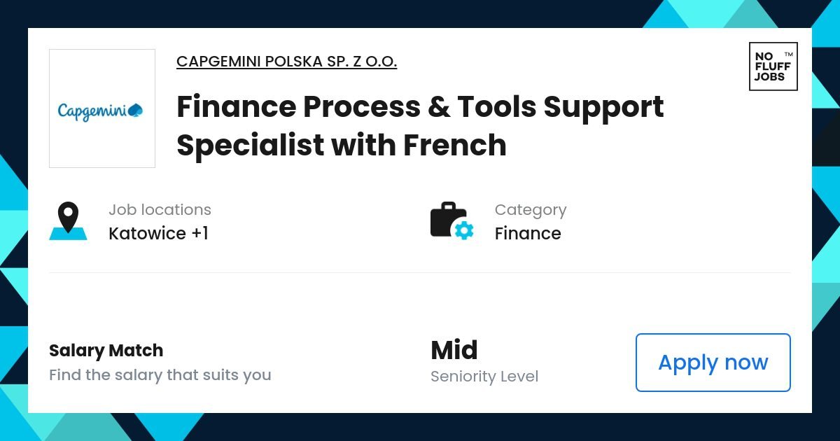 Support for financing and tools with the French job Finance Capgemini Polska | Katowice