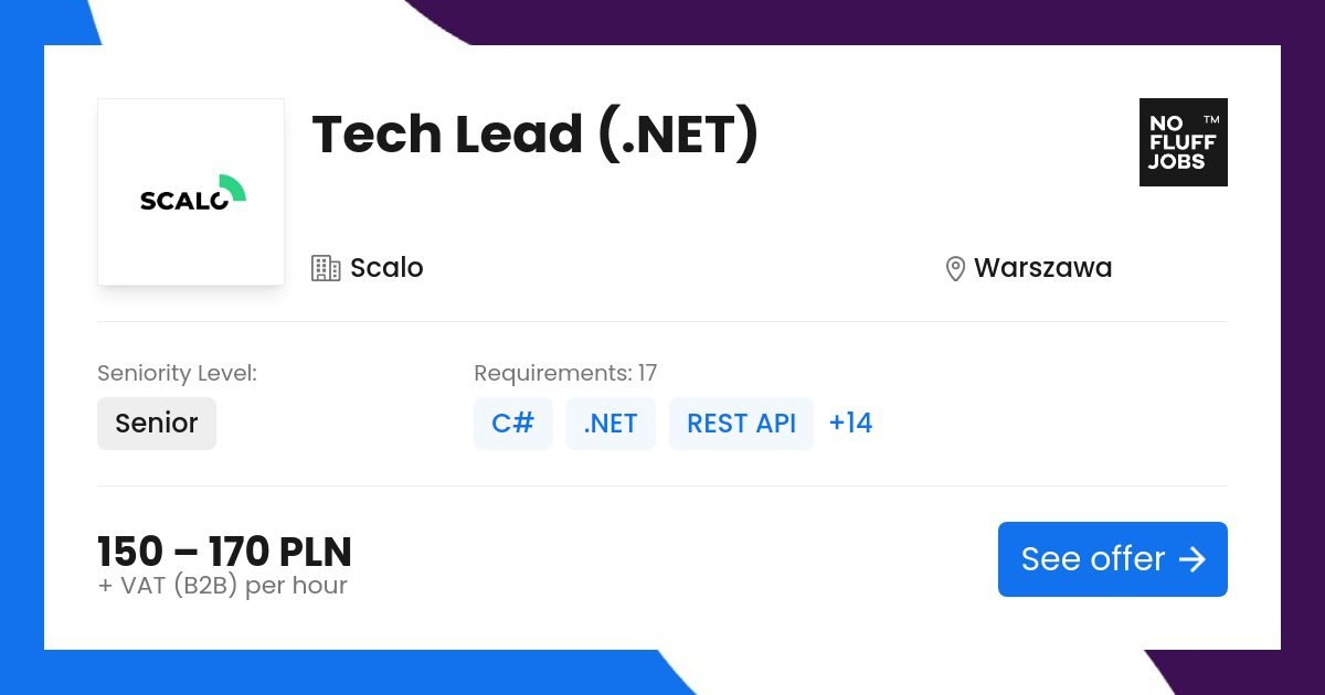 Technical Lead (.NET) Job | Background | Scalo | Warsaw