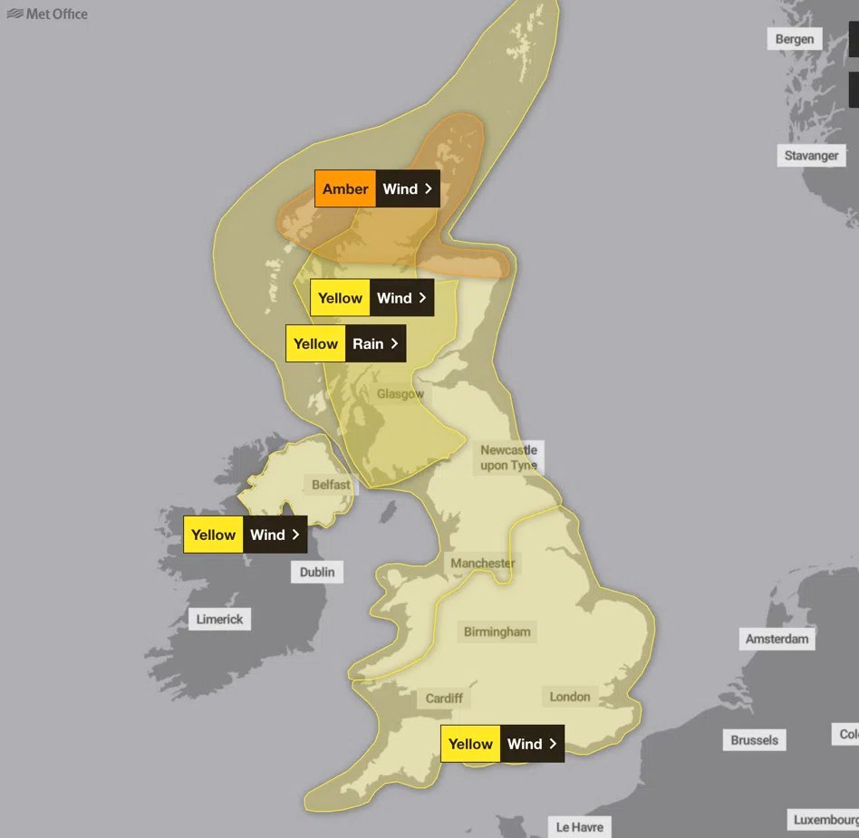 The storm is scheduled to hit Amy with severe and rainy winds