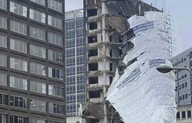 A building and scaffolding partially collapse in Manchester city centre